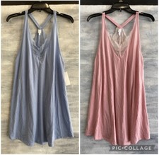 Flora by FLORA NIKROOZ T80914 Lace Trim Chemise Nightgown, S M L - Peach or Blue