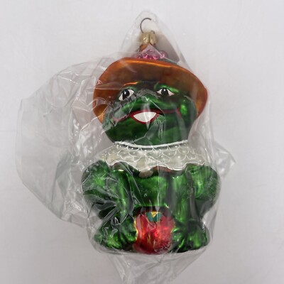 Christopher Radko ''Lilly Mae'' Green Frog Hanging Christmas Ornament Sealed