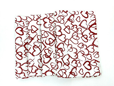 Kitchen Tea Towels Dish Towels Twill-Heart Print-Red & White 20'' X 27'' Set of 4