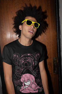T-shirt Hitori Gotou Bocchi The Rock! Maglia Divertente Unisex Con Yamada E Nijika Ijichi - Nero - Foto 3