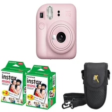 FUJIFILM INSTAX MINI 12 Instant Film Camera Pink+Case +Mini Film Kit- 2 Pack
