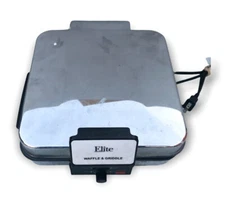Vintage ELITE by Maxi-Matic Chrome Waffle Iron & Griddle EBG-980 TESTED WORKING