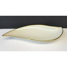 Lenox 10.25" Relish Nut Candy Dish 3465-X-423 Free-Form Gold Trim MCM USA Modern