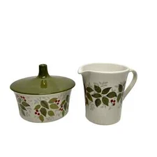 Figgjo Flint Mini Cream and Sugar Set Brazil Pattern Silk Screen MCM