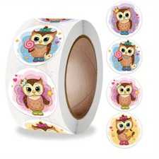 500pc Roll Teacher Reward Fun Motivation Owl Stickers - New