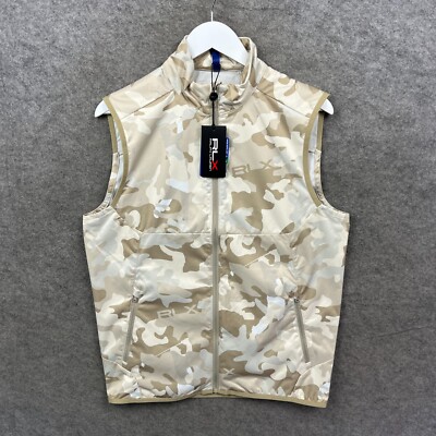 Ralph Lauren Jacke Herren klein beige RLX Golf Camouflage Bodywarmer Weste Gilet neu mit Etikett