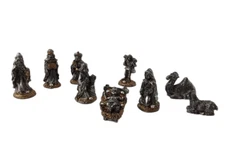 Vtg 9 Piece Pewter Nativity Manger MINI Figures Baby Jesus Mary Joseph Wise Men