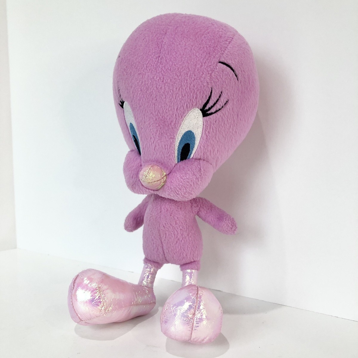 Retro Mattel Purple Pink Tweety Bird Plush w Sparkle Feet Looney