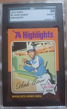 1975 Topps #1 Hank Aaron 1974 Highlights Aaron Sets Homer Mark SGC 88 NM Mint 8