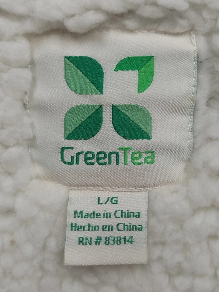 Cárdigan de mujer grande forrado Sherpa GREEN TEA azul jaspeado delantero abierto Foto 3 de 4