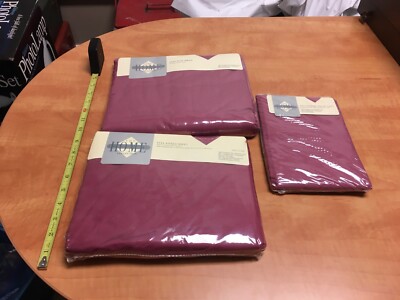 VTG JC Penny Home Collection Full Flat/Fitted/Pillow Case Sheet Set Wineberry
