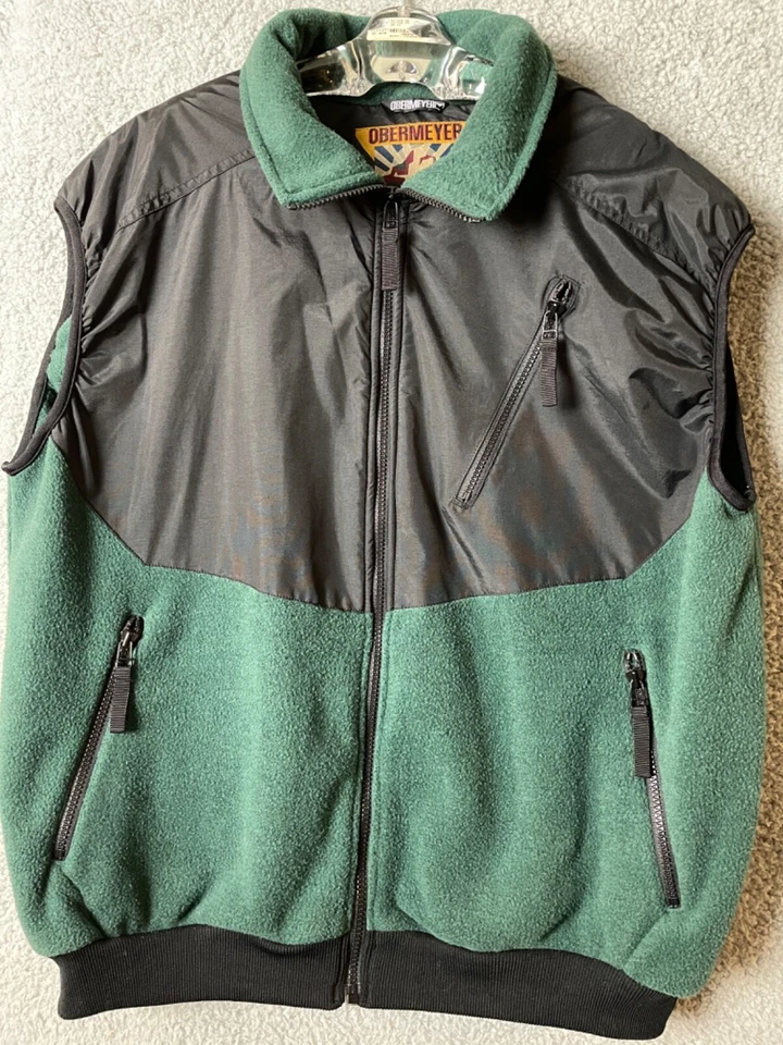 Chaleco Obermeyer Para Hombres XL Nevada Negro Verde Vellón Cremallera Separadora Ropa de Esquí Foto 2 de 4