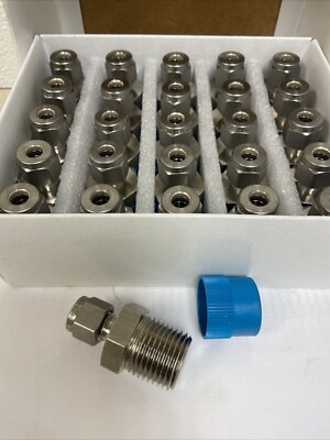 1- Swagelok Stainless Steel Connector Fitting, 1/4'' Tube x 1/2'' MNPT, SS-400-1-8
