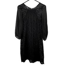 Charming Charlie Lace Shift Dress size S Lantern Sleeve Zipper Lined Whimsy Goth