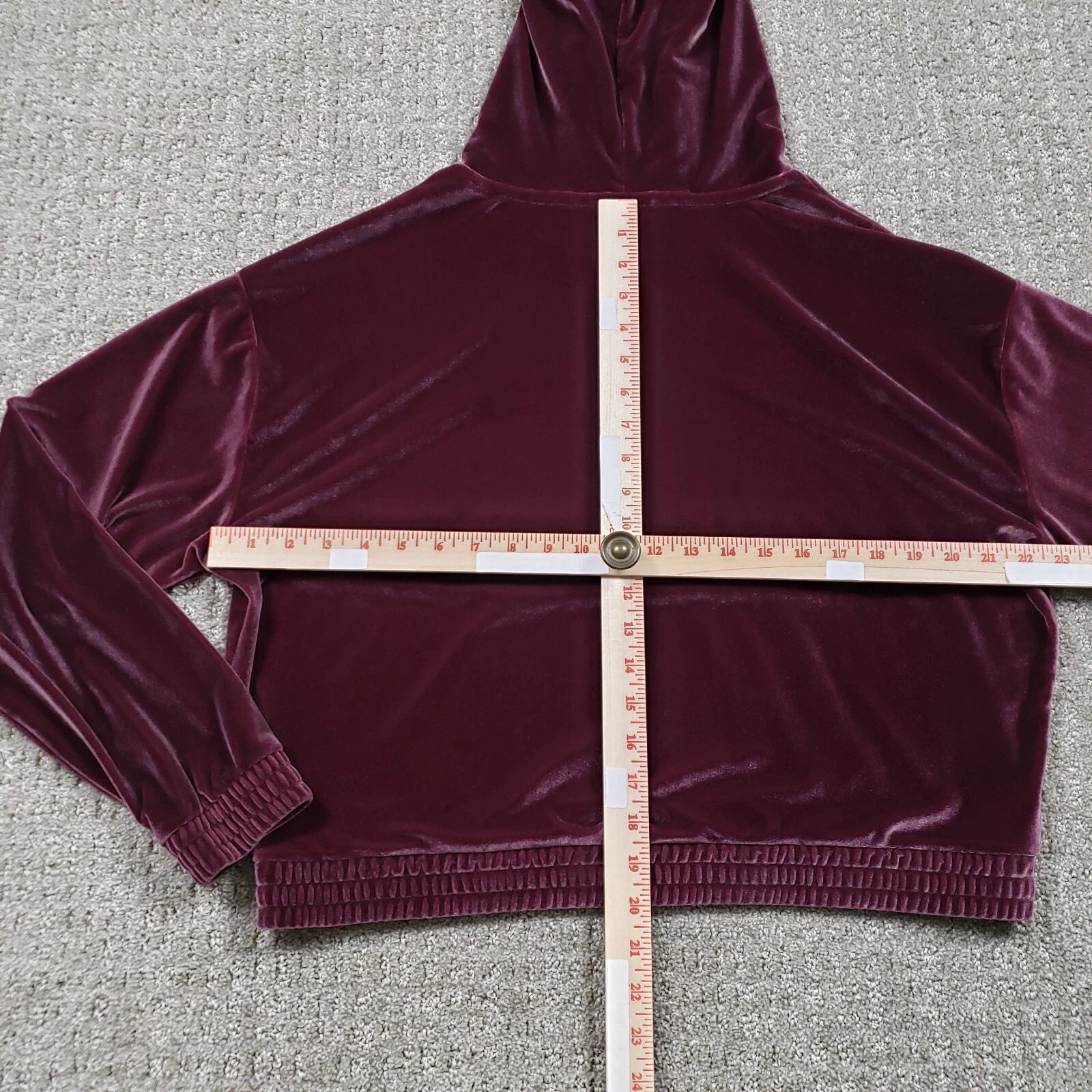 UNDERCOVER Felpa con cappuccio ROSA Victorias Secret velluto donna grande bordeaux velluto crop felpa