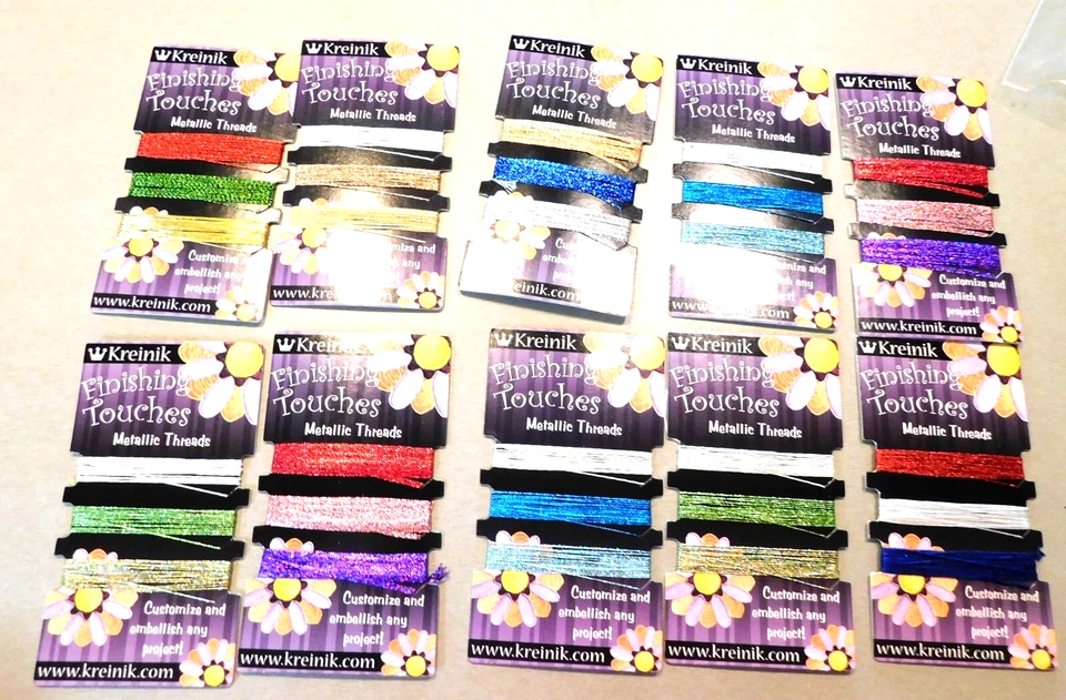 Set of 10 Kreinik Metallic Thread 3 Color Cards / Many Different Colors / H - Image 3 of 4