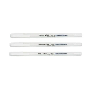 3 x Sakura Gelly Roll White Gel Pen Medium - Cheapest on eBay!!! XPGB-M