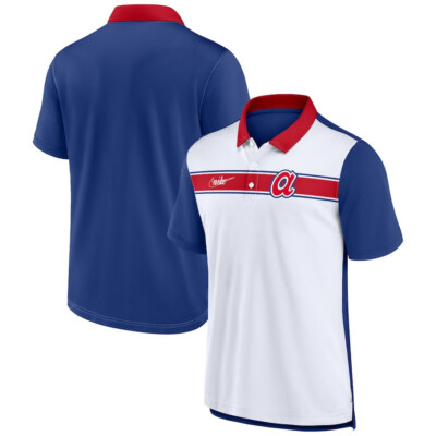 Nike Men's Royal Atlanta Braves  Navy Cooperstown Rewind Polo MLB
