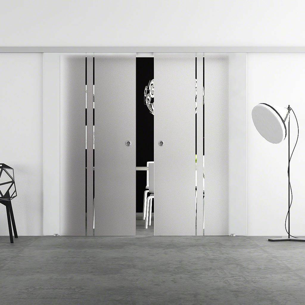 LEVIDOR Slimline Doppel Glasschiebetür Design Köln SoftClose (opt.) BX2TXX