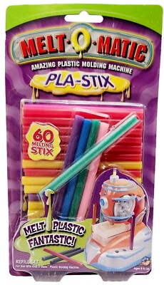 Melt-O-Matic Pla-Stix Refill Set 60 sticks, Melt Plastic Fantastic, 38045 Age 8+