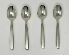Oneida Satin Shasta Set of 4 Dinner / Oval Bow Soup Spoons - 18/8 Stainless USA