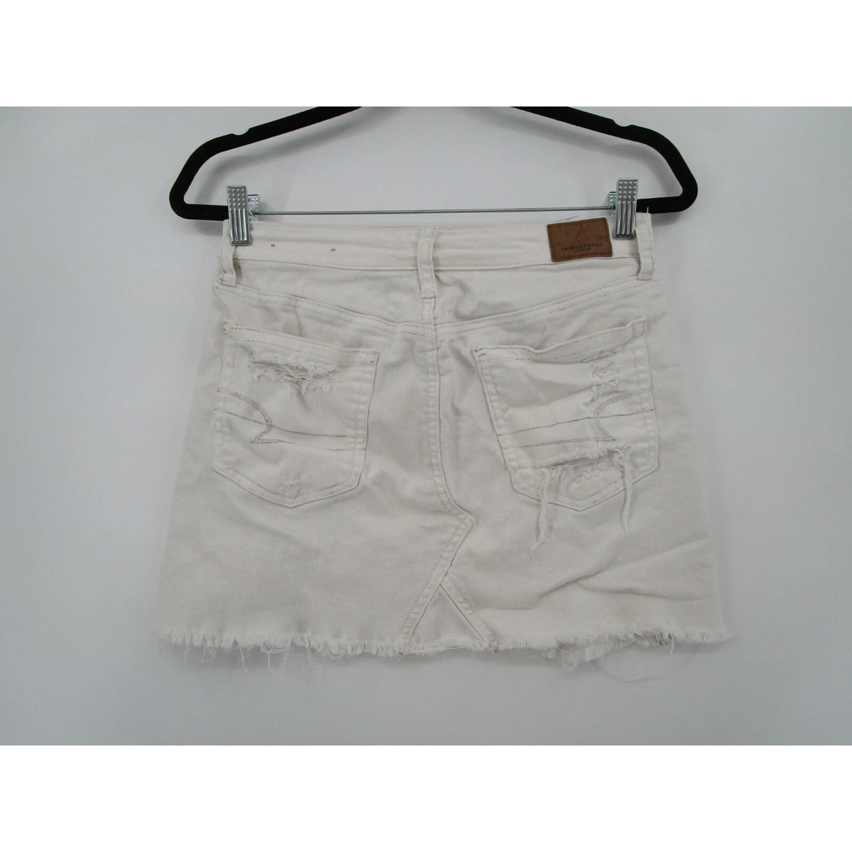 American Eagle Womens 6 Ripped Denim Mini Skirt White eBay