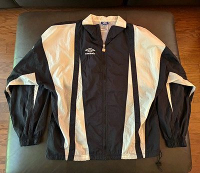 Umbro Colorblock Windbreaker Jacket L Black/White Full-Zip Mesh Lined Polyester