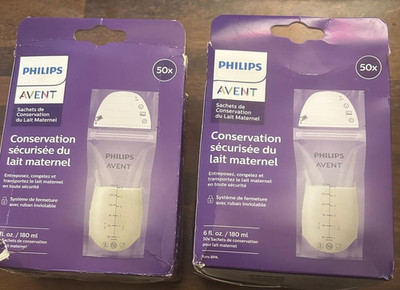 Philips Avent Breast Milk Storage Bags 6 oz 100 Count Twin Pack NIP