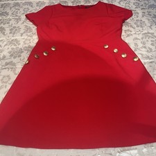 Tahari  Women’s Red Dress With gold Buttons