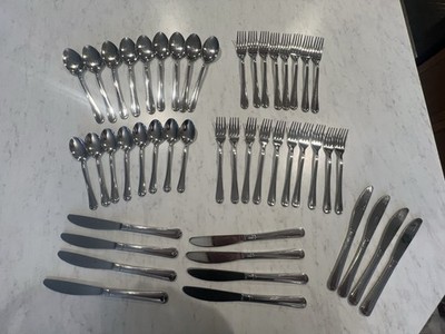 47 Piece Vintage EME Inox Italy Flatware Glossy Complete 8 Service Plus Extras