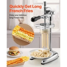 Commercial French Fry Cutter, Stainless Steel Fried Potato Strips Squeezer, Long