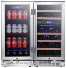 EdgeStar CWBV80261 30"W 26 Bottle 80 Can Side-by-Side Wine and - Stainless Steel