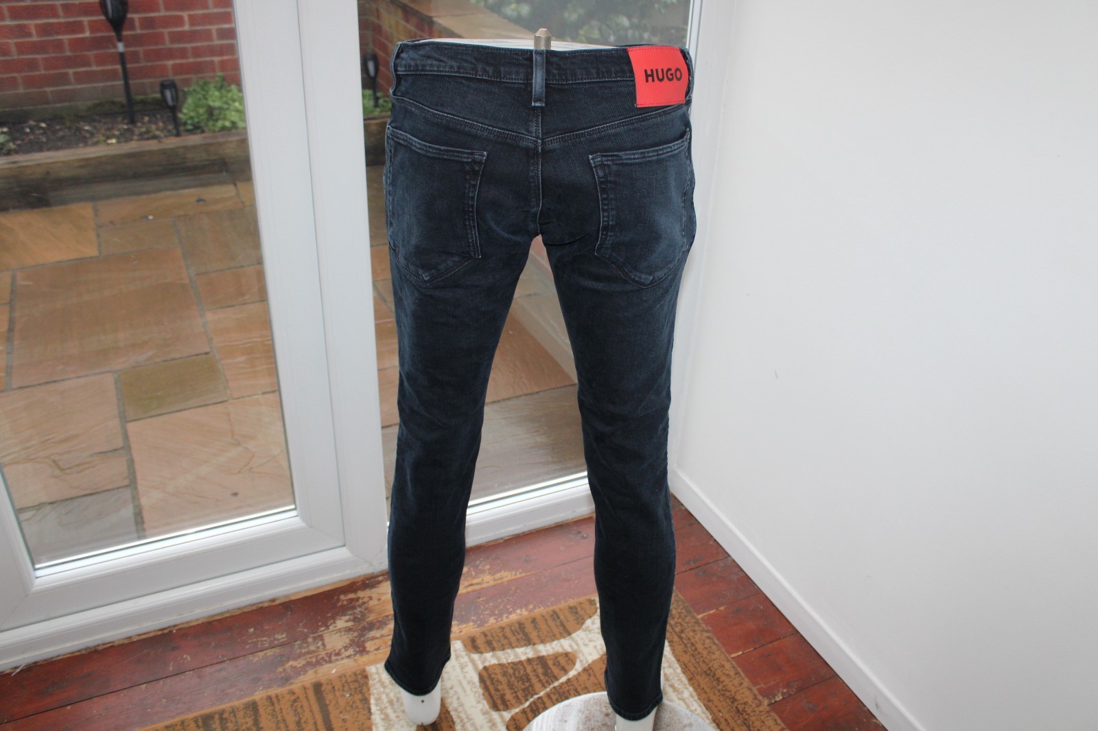 Mens Hugo Boss W32 L32 Jeans Tapered Black 708 Slim stretch 32R Taper HB thumbnail 2