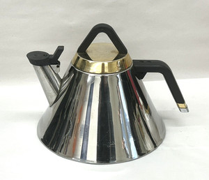 Vintage Kamenstein Stainless Steel Brass Pyramid Tea Kettle MCM Space Age