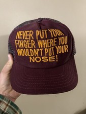 Vintage Comedy Trucker Hat Cap SnapBack 80s USA Made Never Put Your Finger Where