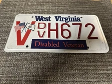 West Virginia Disabled Veteran Specialty Vanity License Plate USED WV DV
