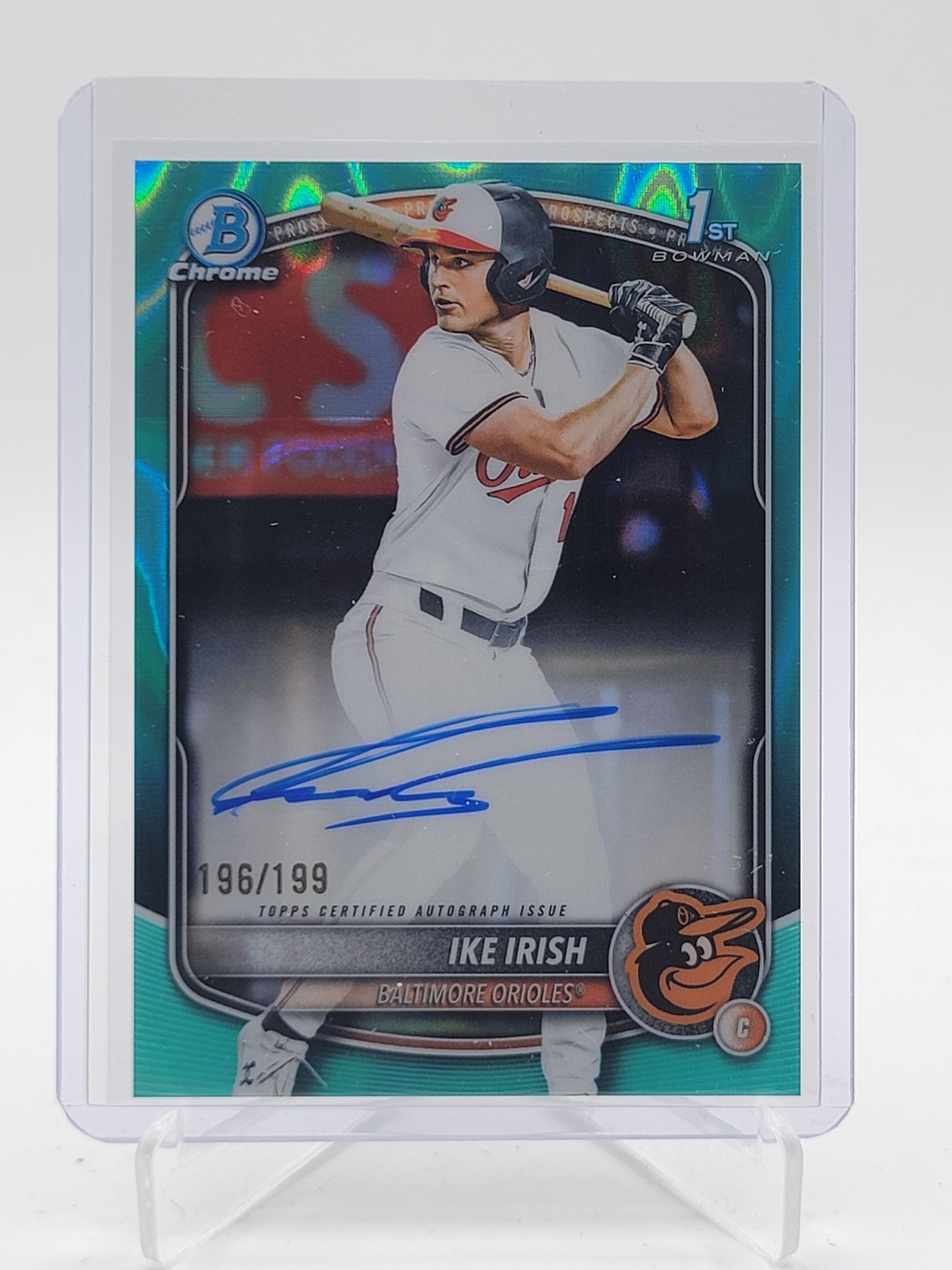 IKE IRISH 2025 BOWMAN CHROME DRAFT 1ST AQUA LAVA REFRACTOR AUTO /199 Q5547