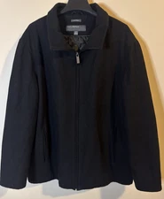 Perry Ellis Portfolio Wool Blend Quilted Peacoat Jacket Car Coat Mens XXL Black 