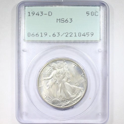 1943-D 50C PCGS MS63 Rattler - Walking Liberty Half Dollar