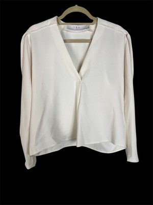 IRO Janic ivory pleated long-sleeve top size 34 medium