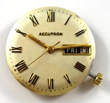 Vintage Accutron Tuning Fork 2182 Day Date Wrist Watch Movement lot.qn