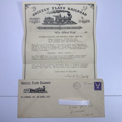 1942 Grizzly Flats Railroad Ward Kimball Signed Inaugural Year Guest Letter