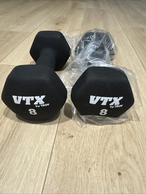 #ad Troy Barbell VTX Black Neoprene Coated Dumbbells 8lb Pair New GTD 008 $32.00