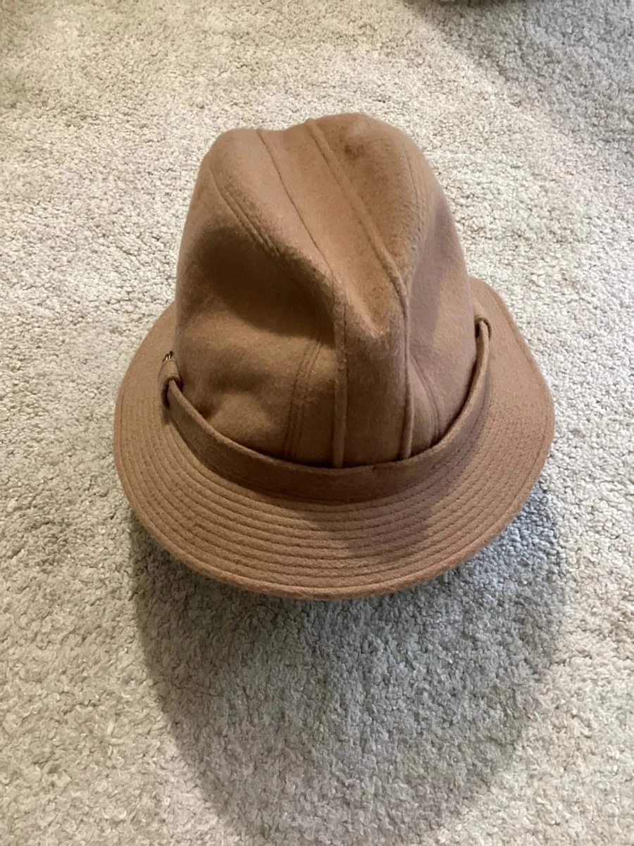 Sombrero Fedora Vintage Camel Italia - 35% Cachemira y Lana - Talla L