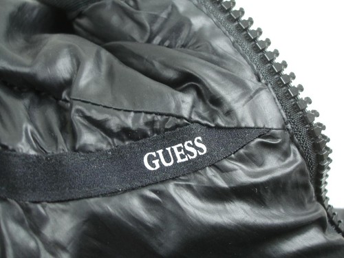Women's M Guess Black Puffer Quilted Insulated Parka Jacke Coat Full-Zip Hooded - Picture 21 of 24