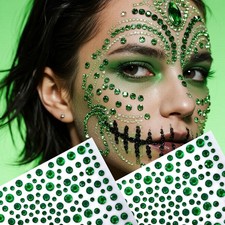 Green Crystal Face Gems Rhinestone Stickers - 700pcs Shiny Self Adhesive Body...