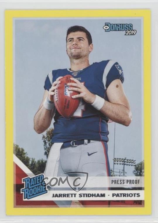 2019 Panini Donruss Rated Rookie Press Proof Yellow Jarrett Stidham #307 5u3