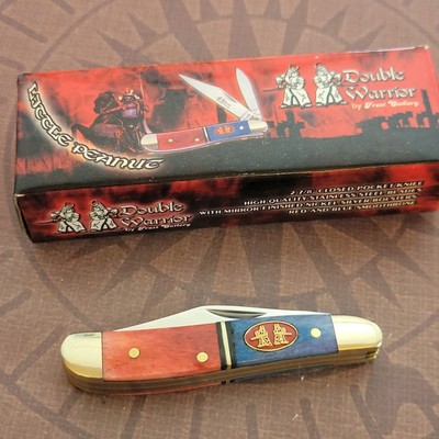 Double Warrior Peanut Knife 2 7/8'' Closed Bone Handles SS Blades
