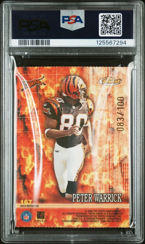 2000 Topps Finest 167 Randy Moss Gold Refractor #/100 PSA 9 Inherent Fire - Image 2 of 2
