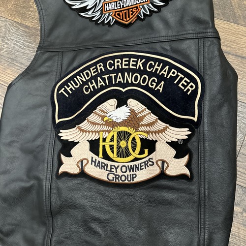 Harley-Davidson Leather Vest with Patches and Pins Size XL Mens Made In Usa - Picture 13 of 14